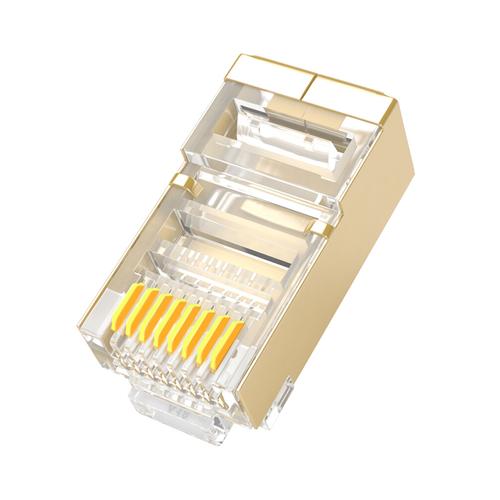 山泽jc-p5030 15u 8p8c 超五类rj45 ftp镀金铜壳屏蔽网络水晶头 30个/